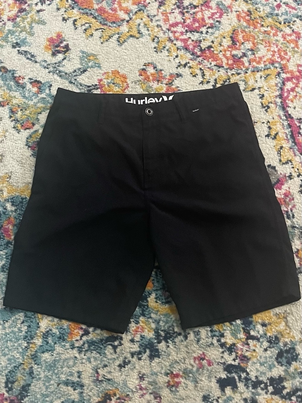 Hurley Men's Black Flat-Front Casual Shorts